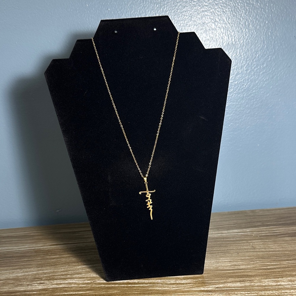 Graduation GIFT! Elegant Gold Colored Stainless Steel Cross, Faith Necklace